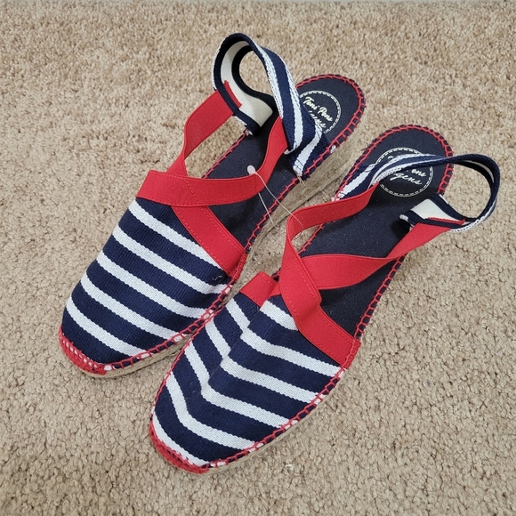Toni Pons Tarbes Nautical Blue Red Espadrille Wedge Slingback Sandal 42 / US 11 - Picture 5 of 10